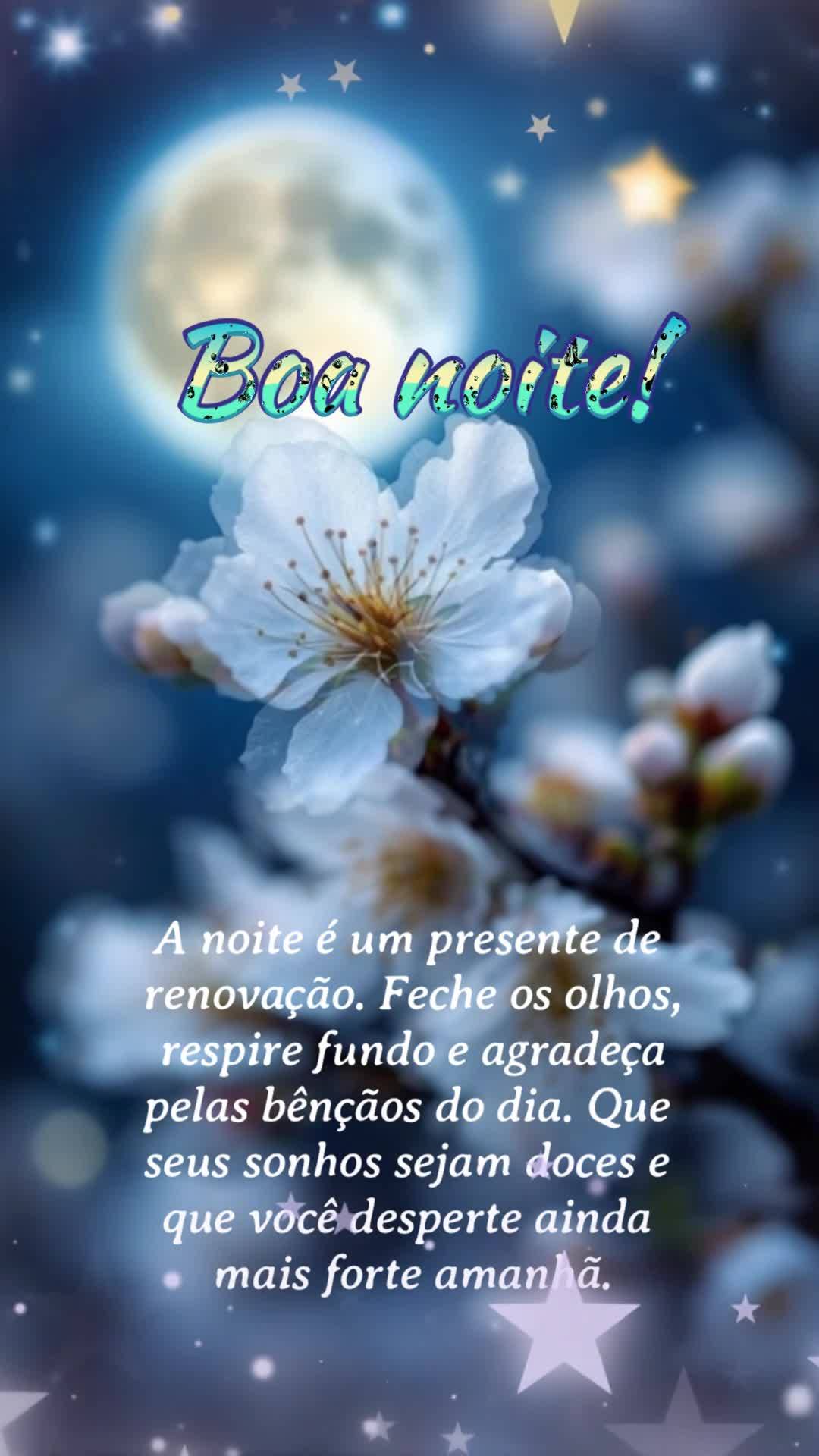 A noite é um presente de renovação. Feche os olhos, respire fundo e agradeça pelas bênçãos do dia. Que seus sonhos sejam doces e que você despert...