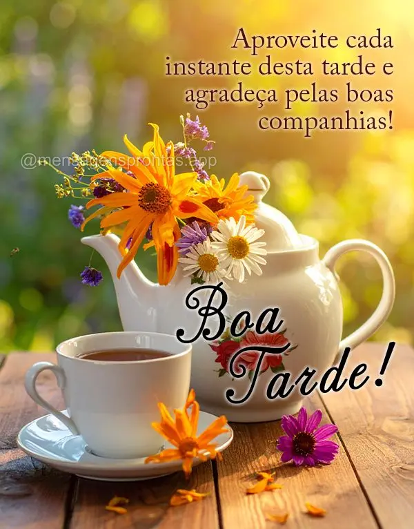 Aproveite cada instante desta tarde e agradeça pelas boas companhias! Boa tarde!