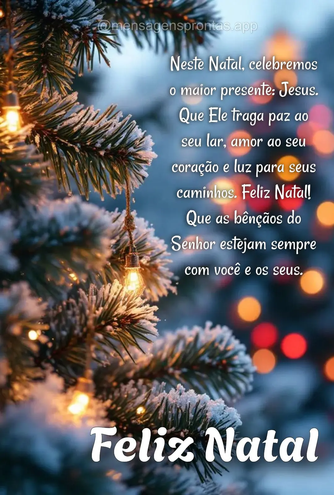Neste Natal, celebremos o maior presente: Jesus. Que Ele traga paz ao seu lar, amor ao seu coração e luz para seus caminhos. Feliz Natal! Que as bênç...