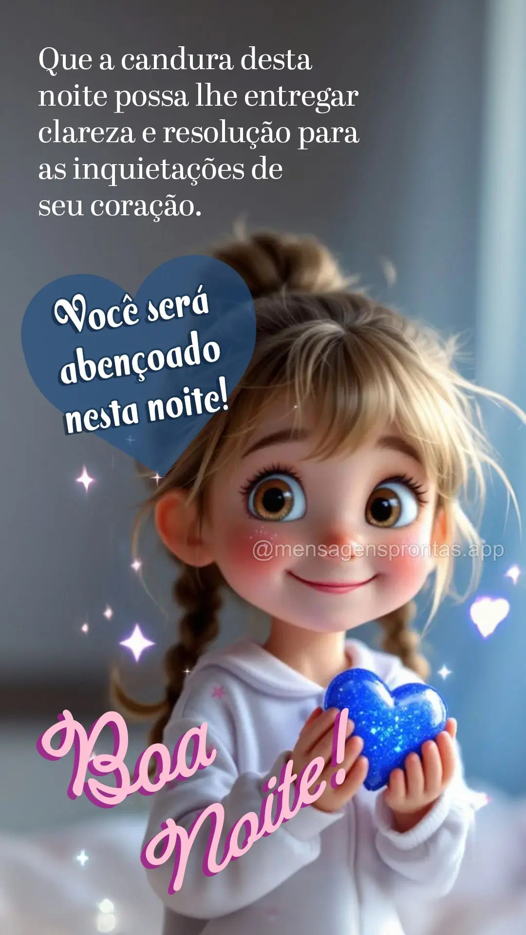 Que a candura desta noite possa lhe entregar clareza e resolução para as inquietações de seu coração. Você será abençoado nesta noite! Boa noite...