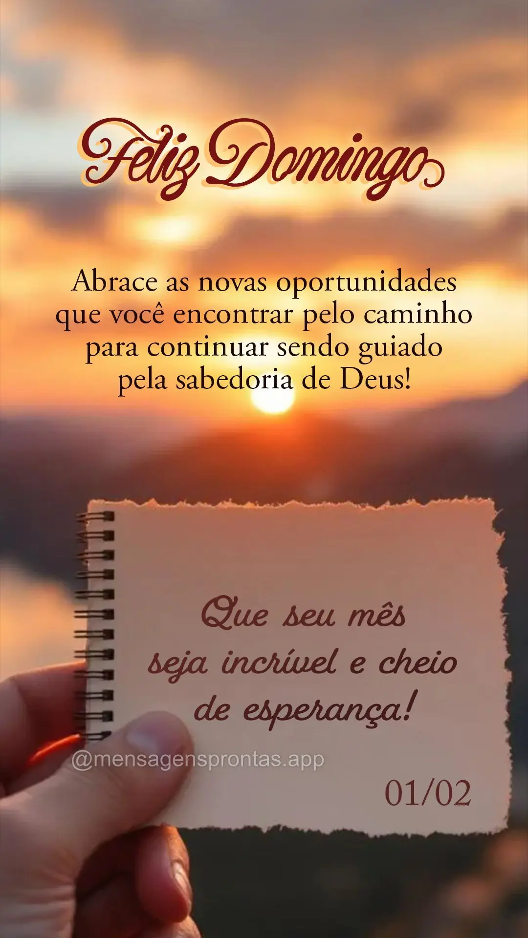 Abrace as novas oportunidades que você encontrar pelo caminho para continuar sendo guiado pela sabedoria de Deus! Que seu mês seja incrível e cheios d...