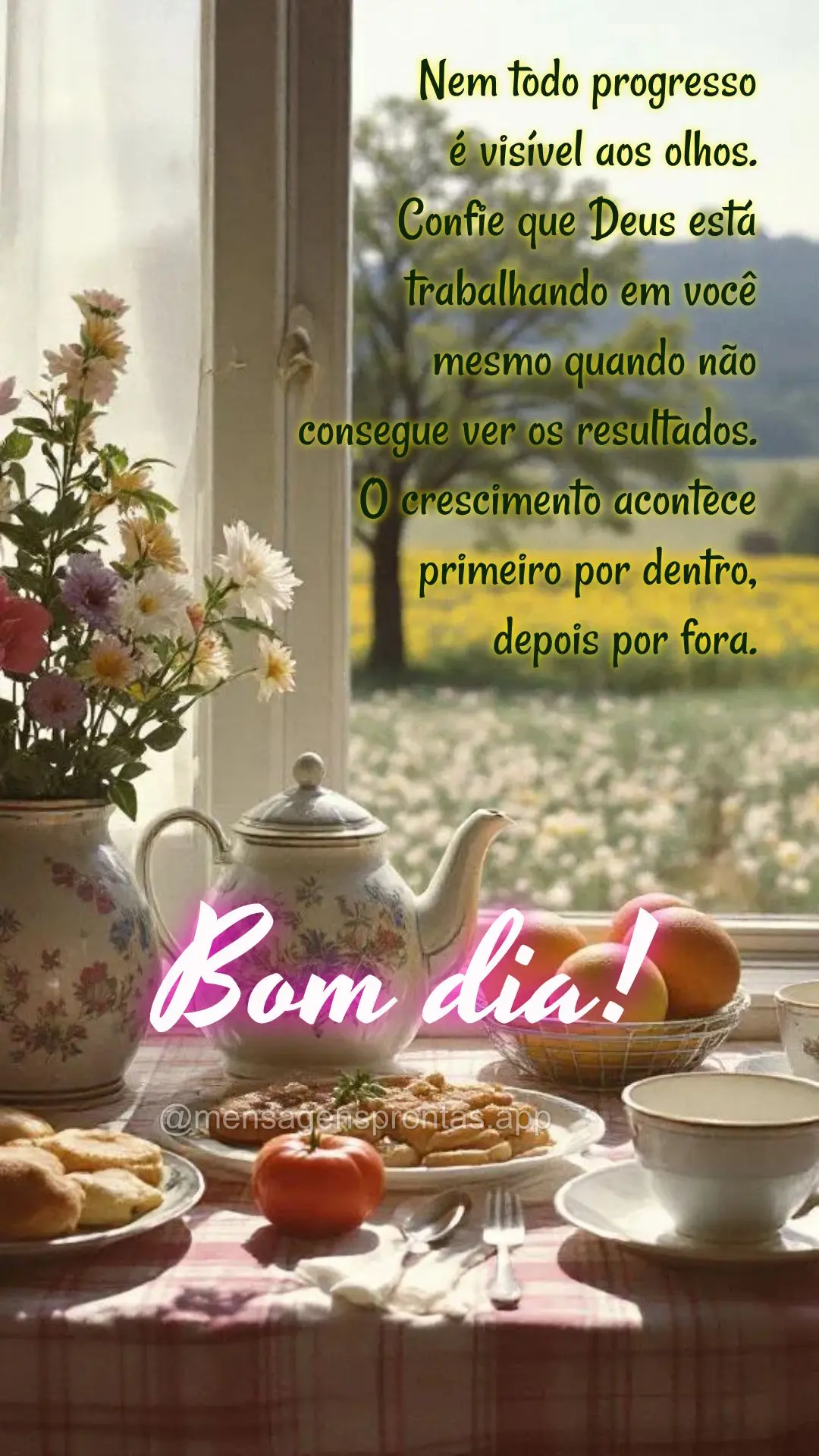 Nem todo progresso 
é visível aos olhos. 
Confie que Deus está trabalhando em você mesmo quando não consegue ver os resultados. O crescimento acon...