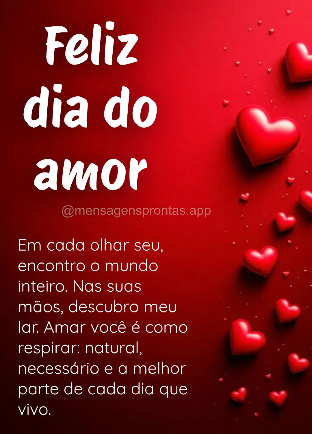 Em cada olhar seu, encontro o mundo inteiro. Nas suas mãos, descubro meu lar. Amar você é como respirar: natural, necessário e a melhor parte de cada...