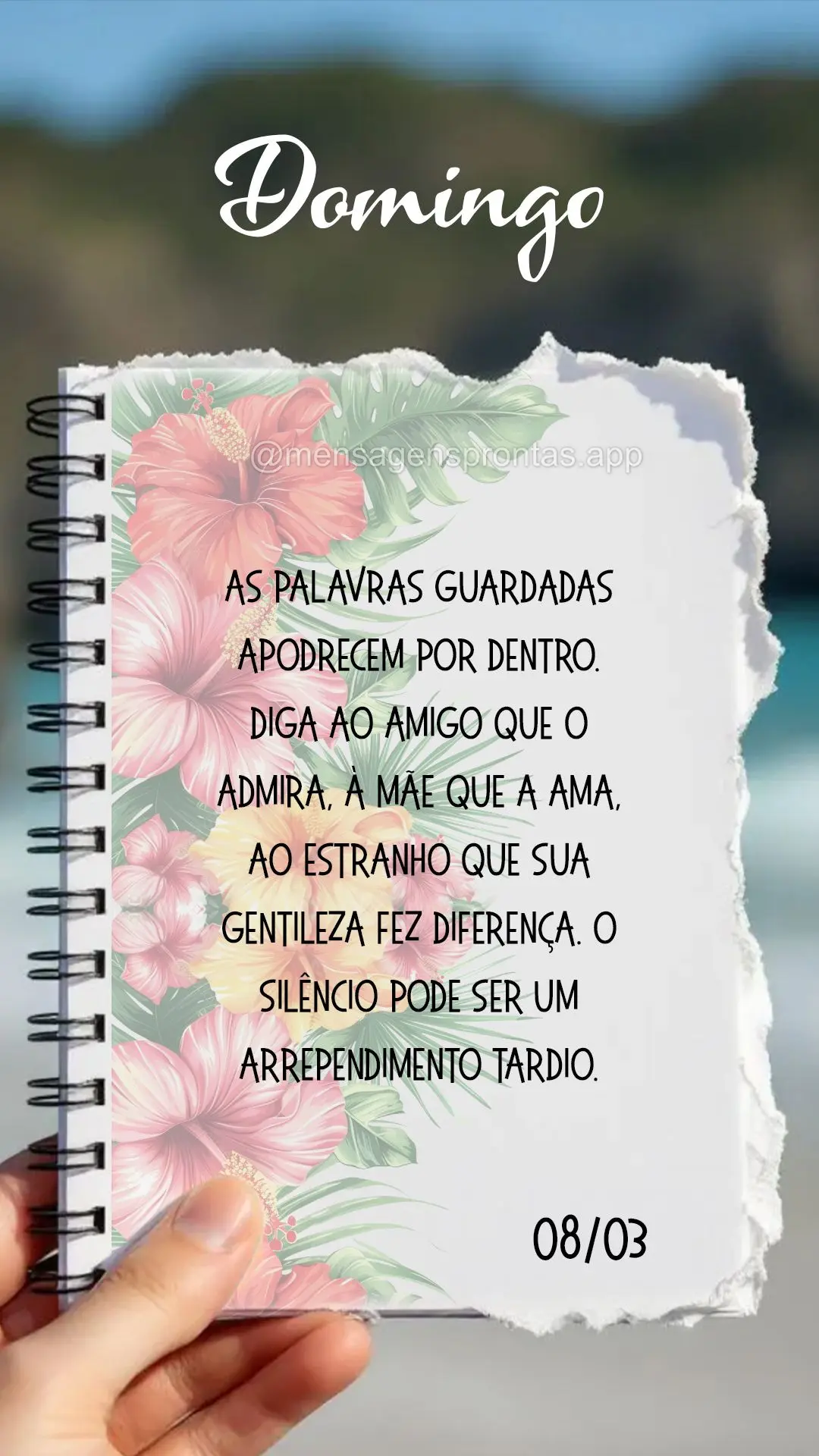 As palavras guardadas apodrecem por dentro. Diga ao amigo que o admira, à mãe que a ama, ao estranho que sua gentileza fez diferença. O silêncio pode...
