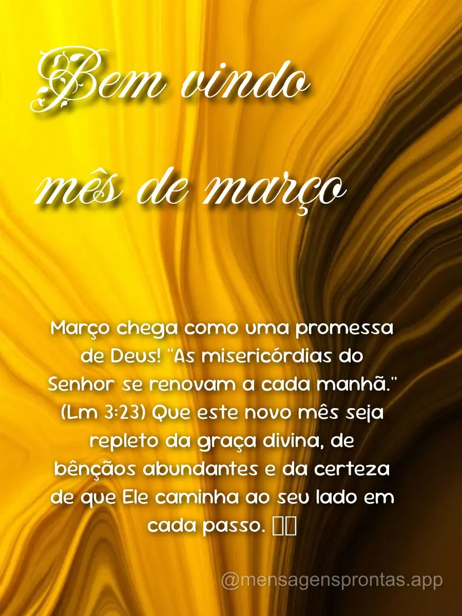 Março chega como uma promessa de Deus! "As misericórdias do Senhor se renovam a cada manhã." (Lm 3:23) Que este novo mês seja repleto da graça divin...