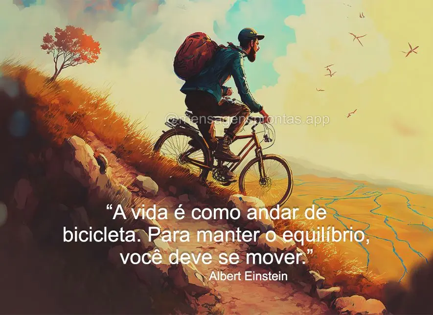 "A vida é como andar de bicicleta. Para manter o equilíbrio, você deve se mover." Albert Einstein