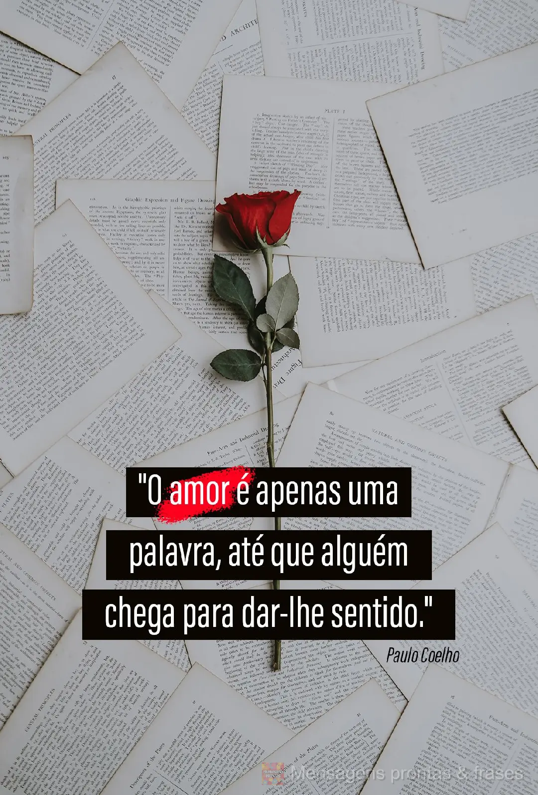 "O amor é apenas uma palavra, até que alguém chega para dar-lhe sentido."  Paulo Coelho