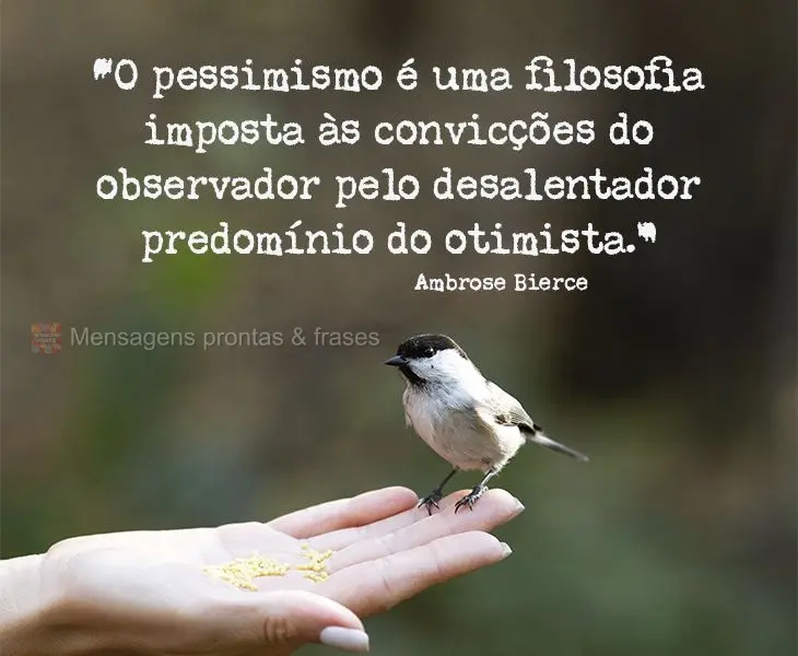 “O pessimismo é uma filosofia imposta às convicções do observador pelo desalentador predomínio do otimista.”  Ambrose Bierce